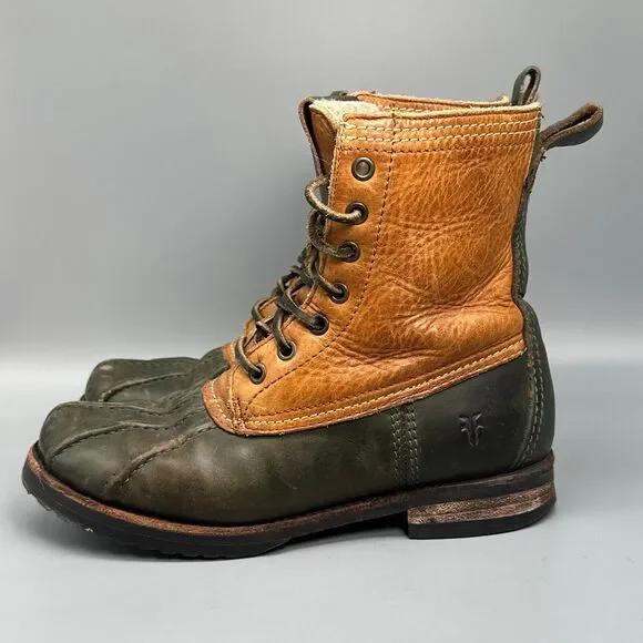 Frye Veronica Women's 6.5 Brown Leather Shearling Duck Boots Lace-Up Mid-Calf - Picture 6 of 12